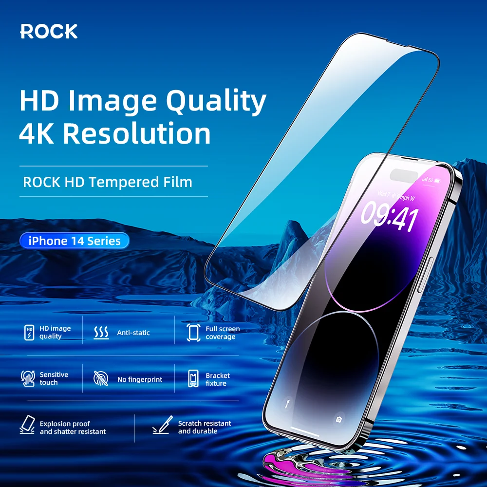 ROCK 2pcs/pack Screen Protector for iPhone 14 Pro Max Glass Film Full Cover Tempered Glass for iPhone 14 Plus Protective Screen
ROCK 2pcs/pack Screen Protector for iPhone 14 Pro Max Glass Film Full Cover Tempered Glass for iPhone 14 Plus Protective Screen