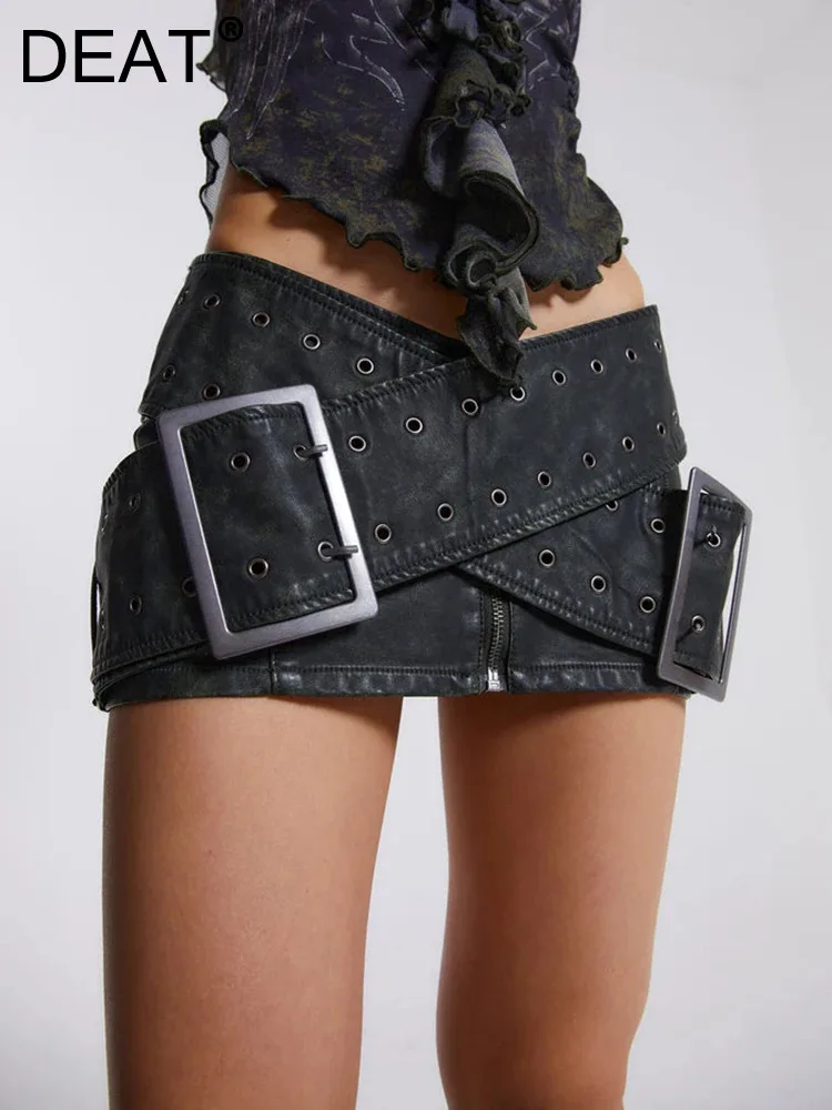 DEAT Fashion Women's PU Leather Skirt Metal Buckle Cross Zip Washed Mini Hip Wrap Skirts Spring Vintage 2024 New Tide 7AB874 
DEAT Fashion Women's PU Leather Skirt Metal Buckle Cross Zip Washed Mini Hip Wrap Skirts Spring Vintage 2024 New Tide 7AB874