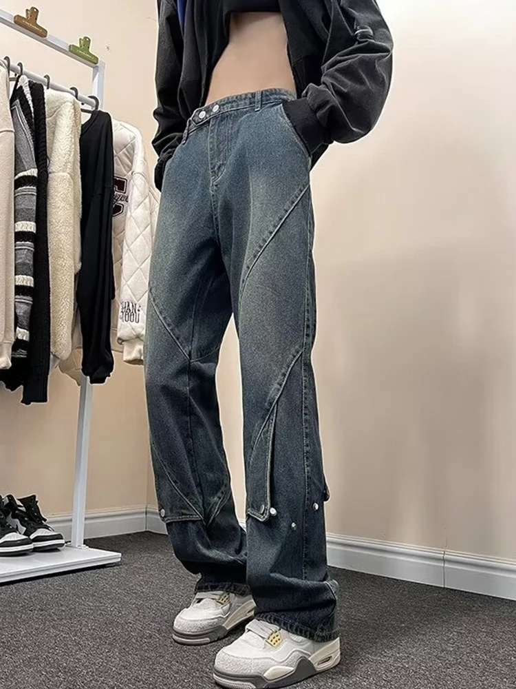 American Style High Street Jeans Men's Fashion Hip Hop Y2K Button Trend Black Blue Pants Slim Loose Straight Work Pants
American Style High Street Jeans Men's Fashion Hip Hop Y2K Button Trend Black Blue Pants Slim Loose Straight Work Pants