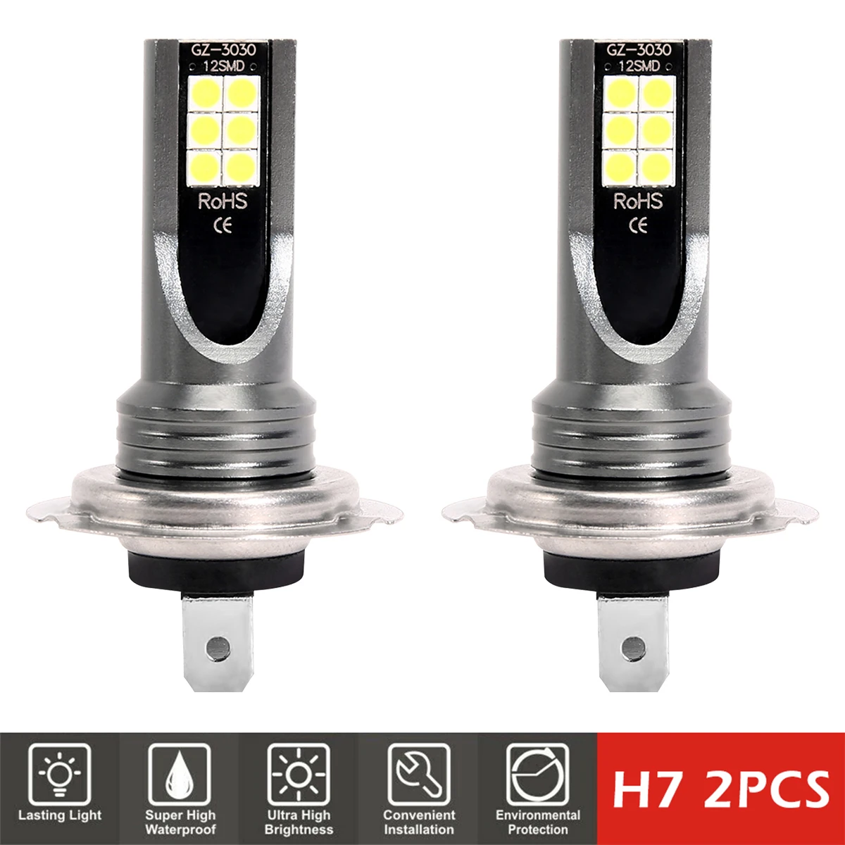 2pcs H7 LED Headlight Bulbs Conversion Kit 6000K 100W Super Bright Replacement Car Front Fog Lights of Halogen for Car Truck
2pcs H7 LED Headlight Bulbs Conversion Kit 6000K 100W Super Bright Replacement Car Front Fog Lights of Halogen for Car Truck