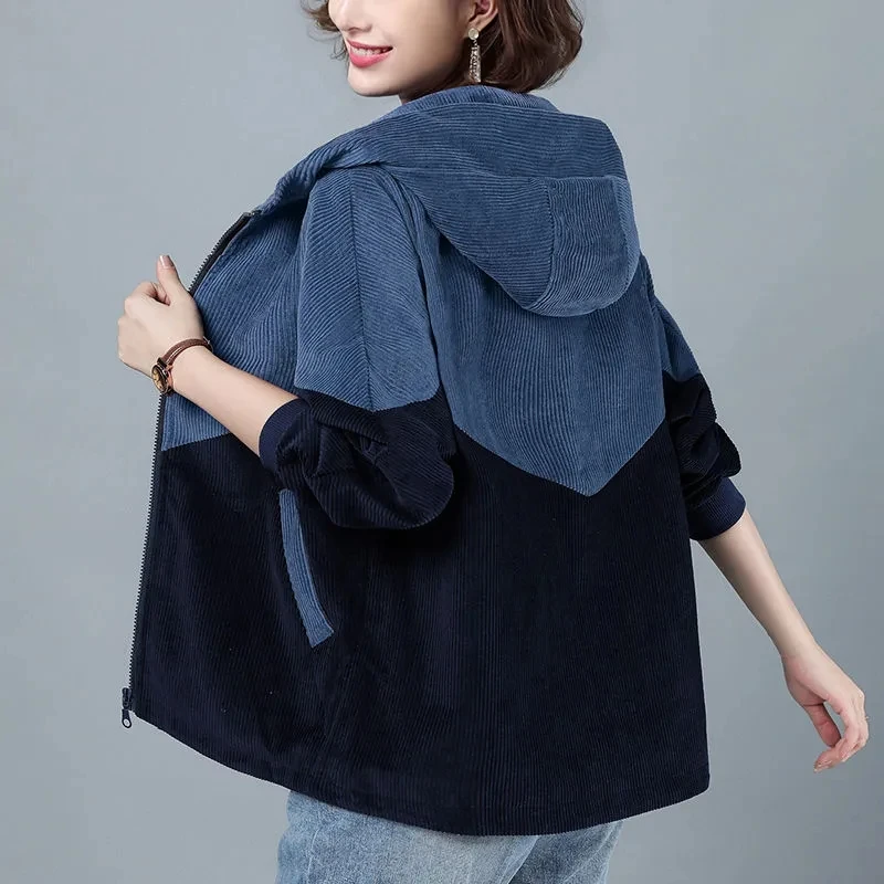 Women Short Coats 2023 Spring Autumn New Spliced Corduroy Jacket Middle Aged Female Korean Loose Hooded Windbreaker Outwear 4XL
Women Short Coats 2023 Spring Autumn New Spliced Corduroy Jacket Middle Aged Female Korean Loose Hooded Windbreaker Outwear 4XL