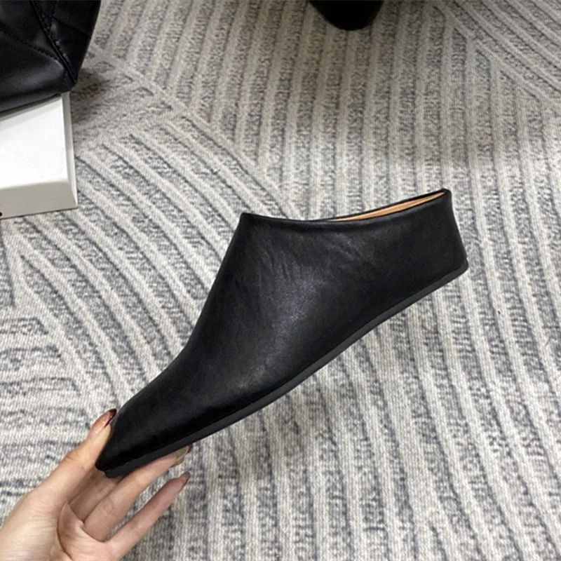 Elegant Soft Leather Mules Slippers Women Square Toe Inner Height Wedge Slide Sandals Summer Cozy Beach Designer Shoes for Women 40 Scb5aac7812df44e3a6dbc05830820362D