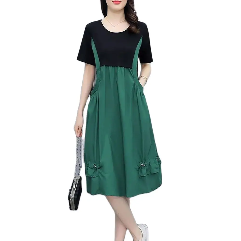 

Fashion Loose Dress Large Size Women's Summer New Stitching Slim Casual Western Style Long Comfortable Skirt Female Tide.