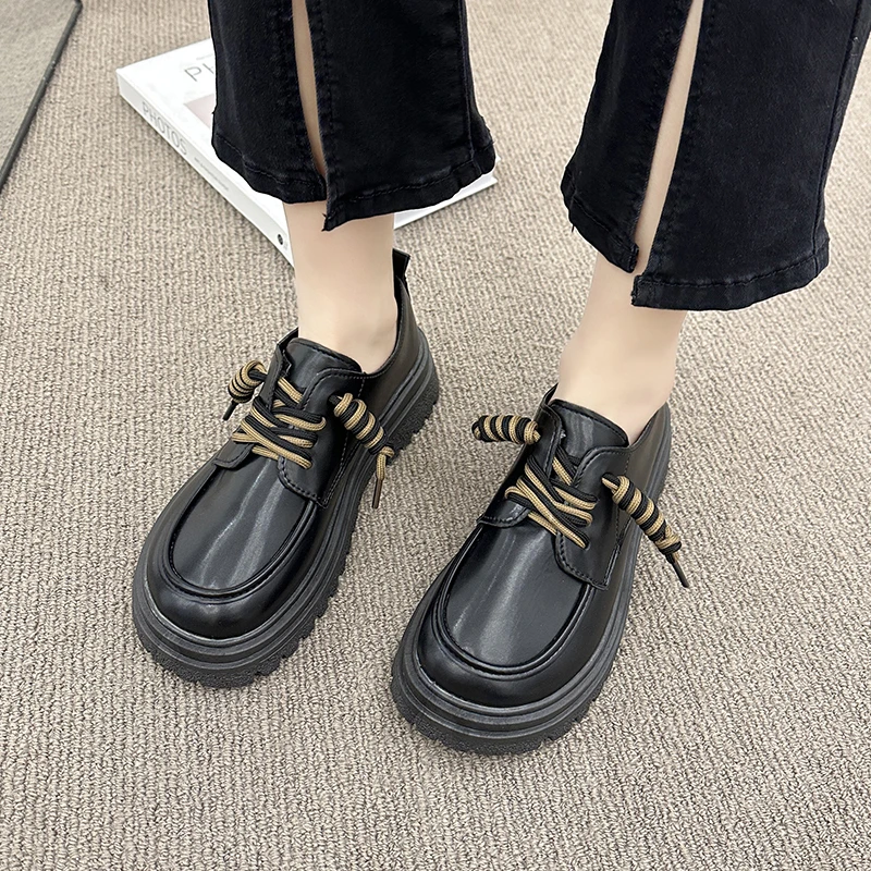 Women's Platform Flats Heel Shoes Lace Up Fashion for PU Leather Female Black Basic Spring Autumn Lolita Mary Jane Shoes Ladies
Women's Platform Flats Heel Shoes Lace Up Fashion for PU Leather Female Black Basic Spring Autumn Lolita Mary Jane Shoes Ladies