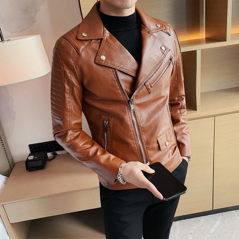 Spring and autumn men's fashion leisure motorcycle leather clothing/new men's fit slim solid color lapel Pu suit jacket S-4XL
Spring and autumn men's fashion leisure motorcycle leather clothing/new men's fit slim solid color lapel Pu suit jacket S-4XL