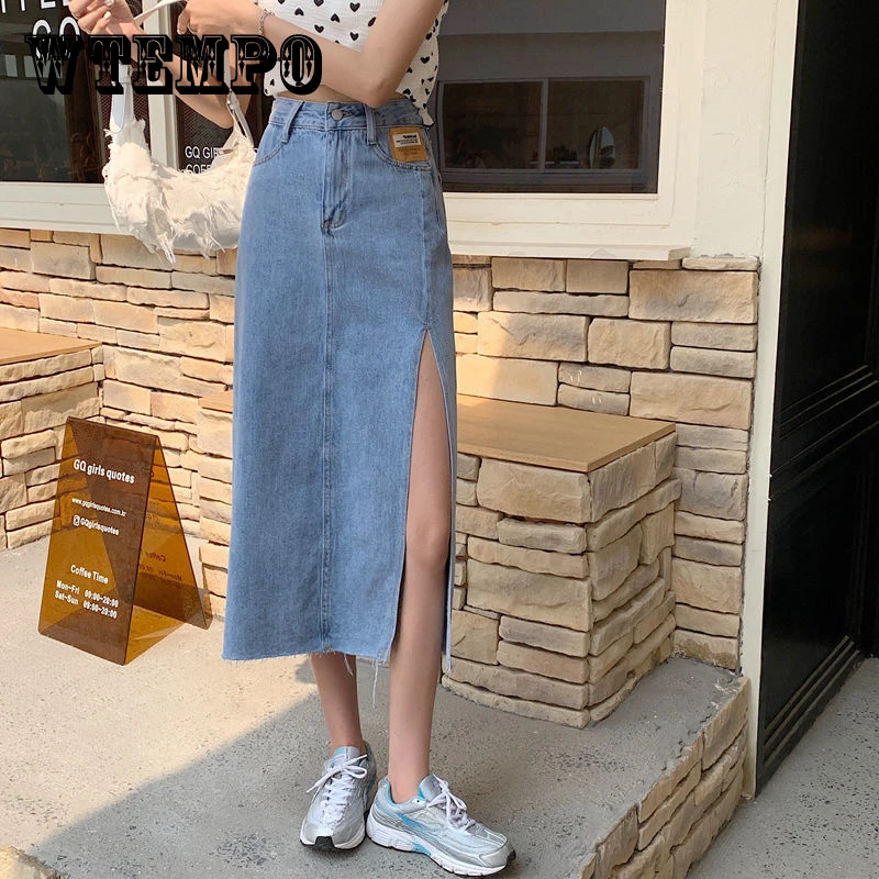 WTEMPO Denim Skirt Blue High Waist A-line Spring Mid Length Skirts Women's Split Sexy Y2K Style Fashion Versatile Women's Wear
WTEMPO Denim Skirt Blue High Waist A-line Spring Mid Length Skirts Women's Split Sexy Y2K Style Fashion Versatile Women's Wear