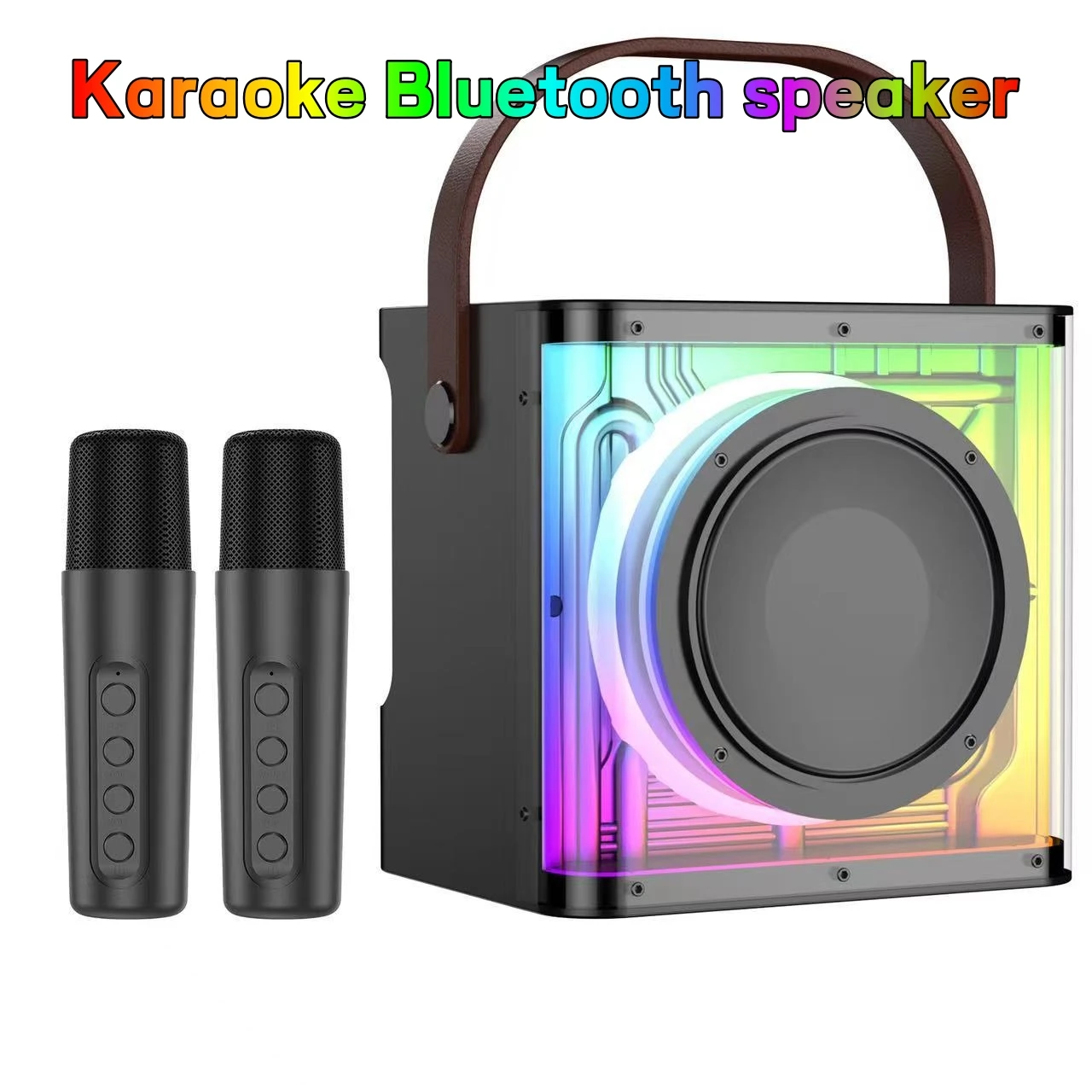 Colorful transparent luminous karaoke with microphone integrated outdoor portable Bluetooth speaker, home party caixa de som
Colorful transparent luminous karaoke with microphone integrated outdoor portable Bluetooth speaker, home party caixa de som