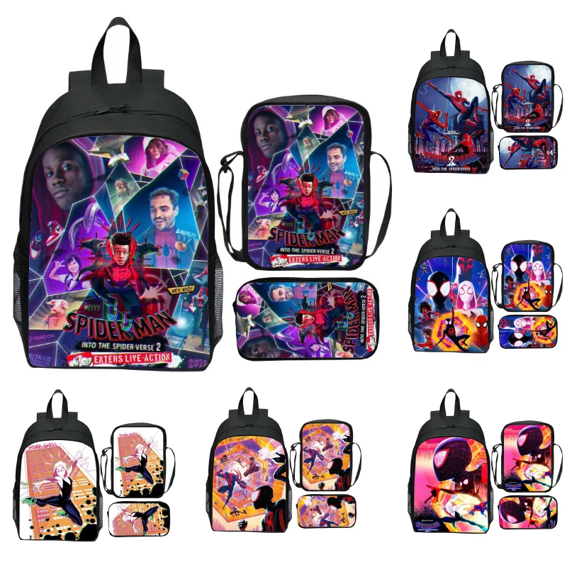 

Marvel Anime Spiderman Action Figure Schoolbag Meal Bag Pen Bag Across The Spider Verse Children's and Students' Birthday Gifts