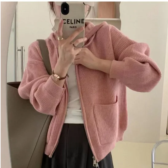 Женский Однотонный свитер с капюшоном на двойной молнии, новинка осень-зима 2024, Универсальный мягкий вязаный кардиган свободного кроя
Женский Однотонный свитер с капюшоном на двойной молнии, новинка осень-зима 2024, Универсальный мягкий вязаный кардиган свободного кроя