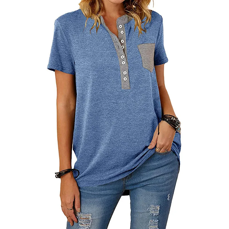 2024 new Summer womens T-shirt pocket single-breasted loose casual short sleeve black
2024 new Summer womens T-shirt pocket single-breasted loose casual short sleeve black
