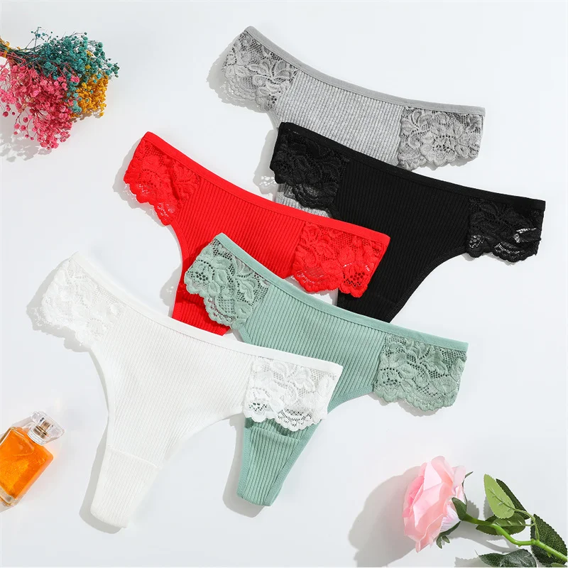 

12PCSComfortable Sexy Printed Comfort Lace Thong Lingerie Panties Ladies Underwear Pieces Briefs Intimate for Women G-String