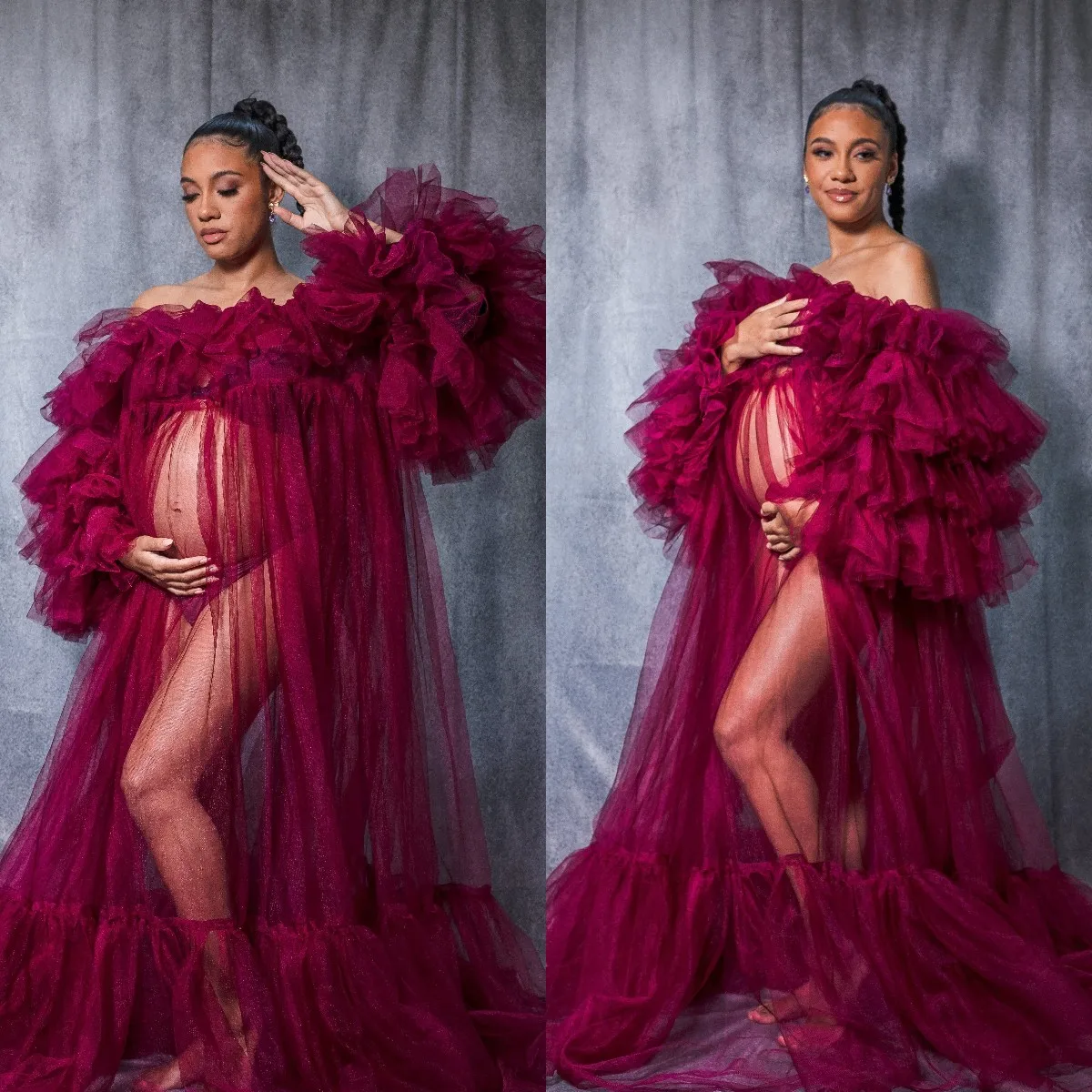 Pregnant Women's Prom Dresses Off the Shoulder Burgundy Maternity Photoshoot Robes Long Sleeve Party Evening Gowns Customise
Pregnant Women's Prom Dresses Off the Shoulder Burgundy Maternity Photoshoot Robes Long Sleeve Party Evening Gowns Customise