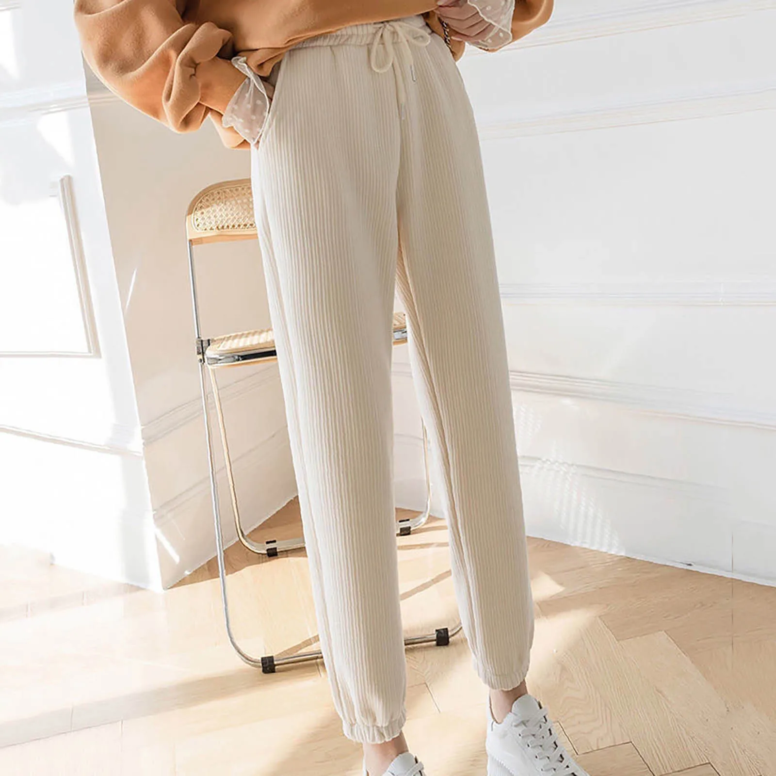 

Autumn And Winter New Women'S Pants With Plush, Sports Versatile, Loose, Feet Bound, Harun Small, Thickened Casual Pants