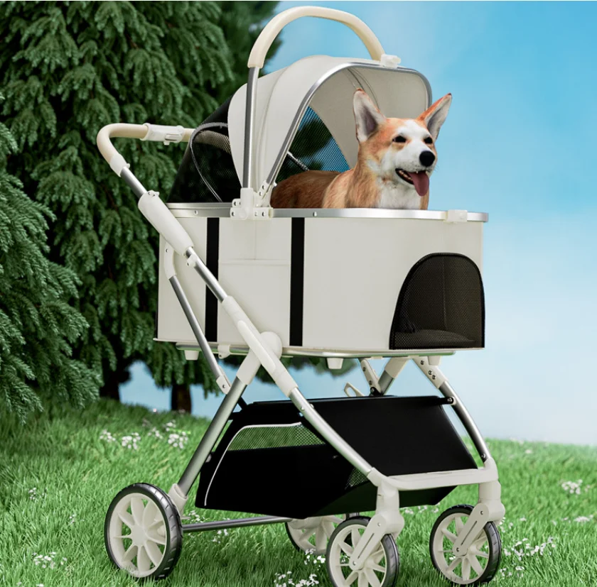 

Pet Stroller Lightweight Foldable Puppy Cart Detachable Pet Stroller 4 Wheel Cat Dog Trolley Load Bearing 20kg Pet Stroller