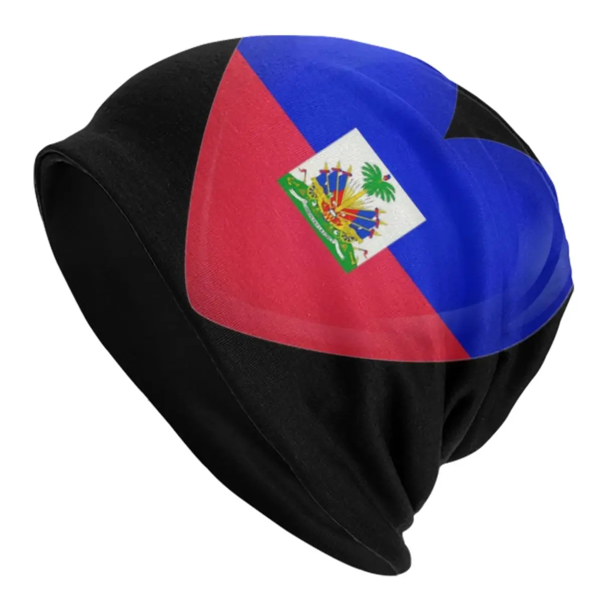 

Haiti Flag Heart Skullies Beanies Caps Unisex Winter Warm Knit Hat Men Women Street Adult Haitian Patriotic Bonnet Hats Ski Cap