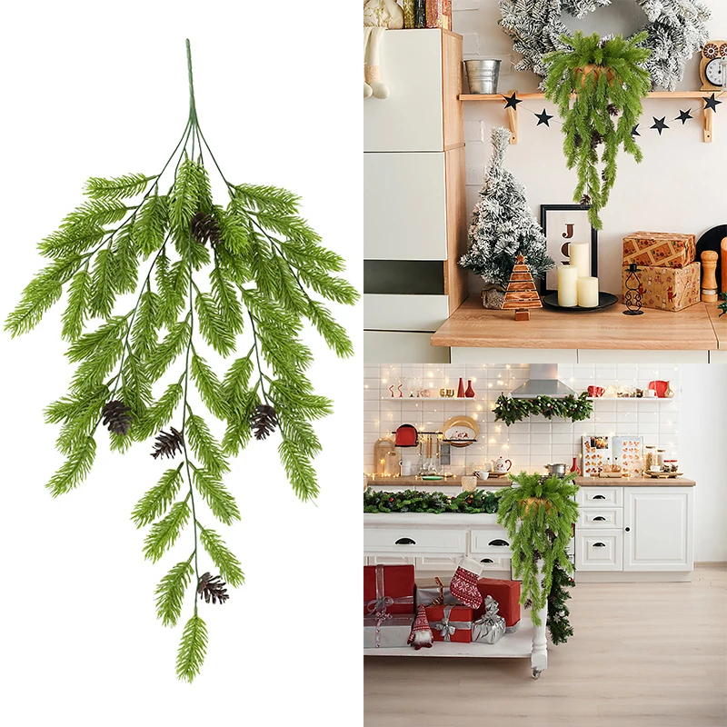 80cm Christmas Pine Needles Branch Rattan Garland Artificial Green Plant Pine Cones Wreath Wall Hanging Ornament Home Decoration 
80cm Christmas Pine Needles Branch Rattan Garland Artificial Green Plant Pine Cones Wreath Wall Hanging Ornament Home Decoration