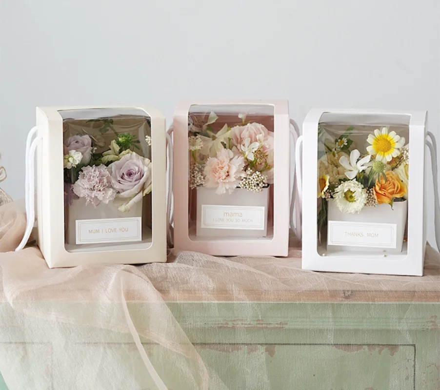 2/4/6pcs Flower Gift Box Single-sided Window PVC Transparent Square Portable Folding Valentine's Day Flower Packaging Box
2/4/6pcs Flower Gift Box Single-sided Window PVC Transparent Square Portable Folding Valentine's Day Flower Packaging Box