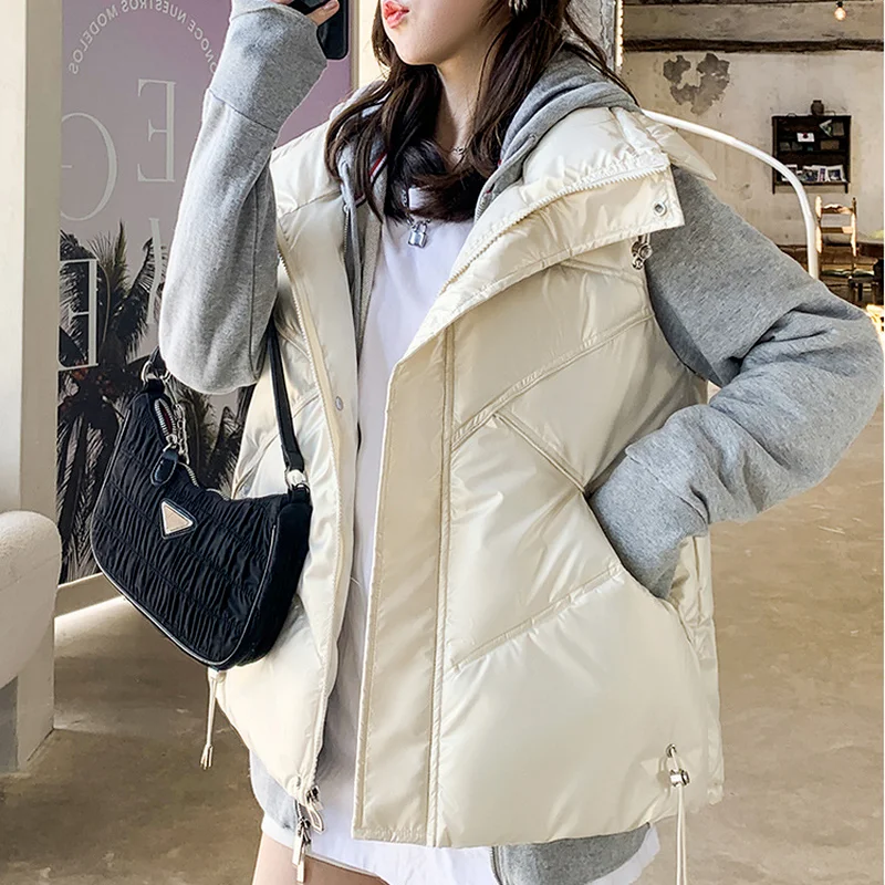 Fashion Korean Version of The Drawstring Thick Down Cotton Vest Women's Winter Vest Loose and Thin Stand-up Collar Vest Vest
Fashion Korean Version of The Drawstring Thick Down Cotton Vest Women's Winter Vest Loose and Thin Stand-up Collar Vest Vest