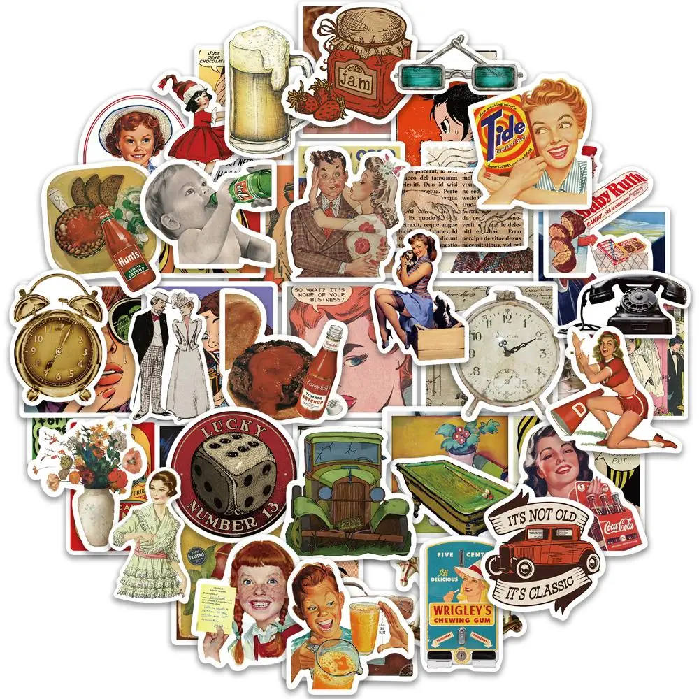 10/20/52pcs Classic Vintage Stickers Retro Aesthetic Decor for Scrapbooking Laptop Fridge Guitar Travel Luggage sticker
10/20/52pcs Classic Vintage Stickers Retro Aesthetic Decor for Scrapbooking Laptop Fridge Guitar Travel Luggage sticker