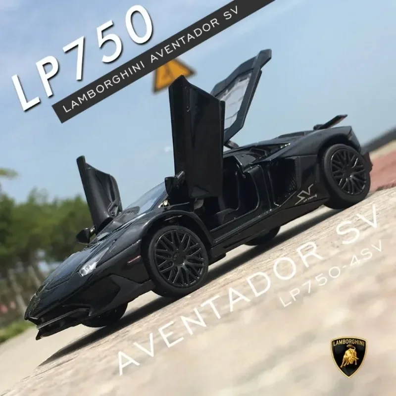 

1:32 Lamborghini SVJ LP750 Sport Car Model With Sound And Light Collective Voiture Miniature Kids Boys Toys Car Gift