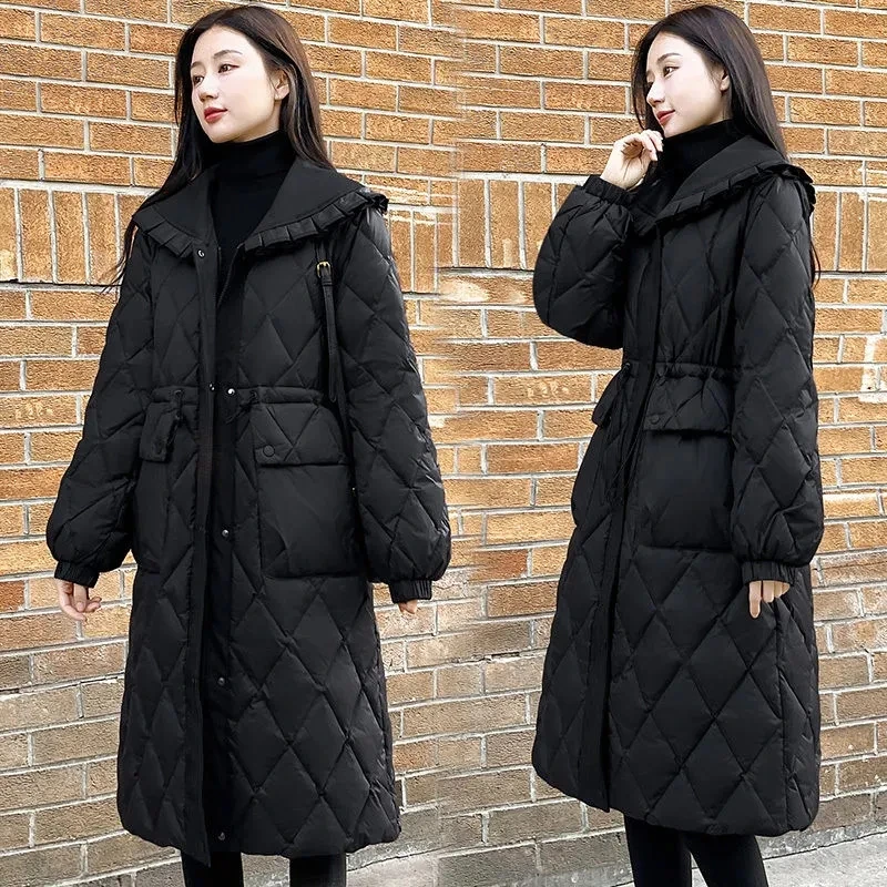 2024 New Autumn Winter Slim Long Cotton Coat for Women Clothing Casual Black Doll Neck Diamond Checked Parkas Winter Jackets 03
2024 New Autumn Winter Slim Long Cotton Coat for Women Clothing Casual Black Doll Neck Diamond Checked Parkas Winter Jackets 03