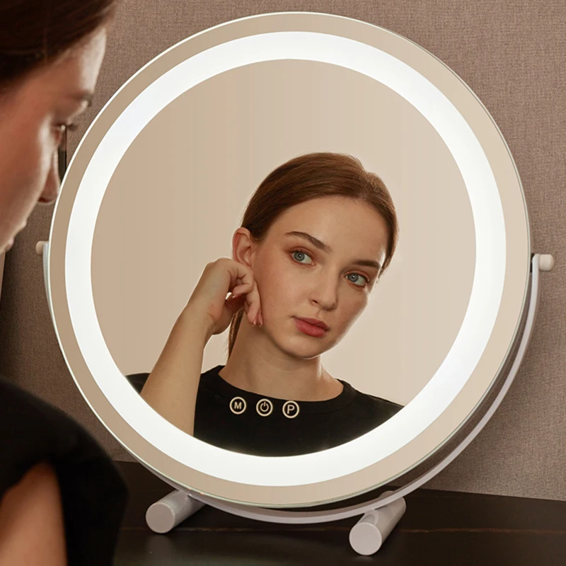 

Настольное светодиодное зеркало для душа, декоративное круглое зеркало для спальни, гостиной, декоративное зеркало в эстетическом стиле, украшение для дома YX50DM