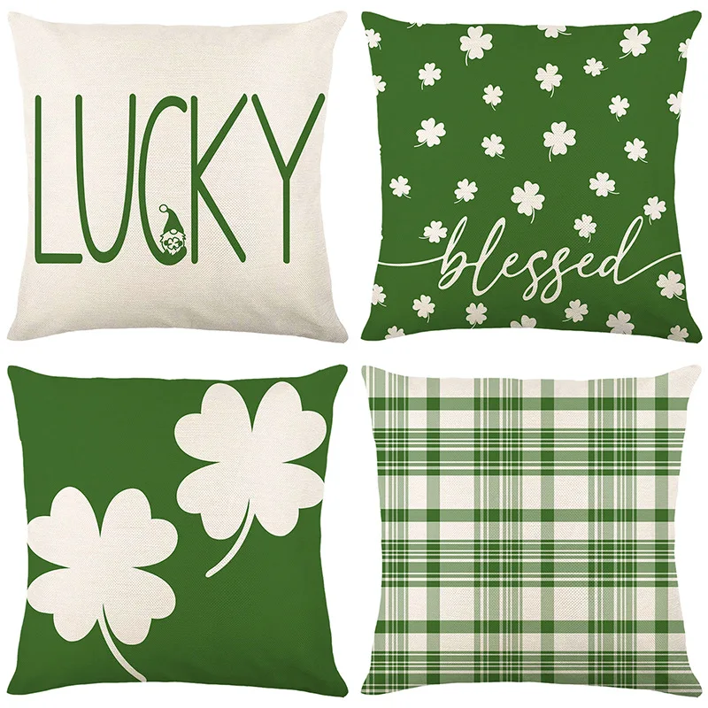 

Clover Saint Patrick's Day Printed Pillowcase Home Living Room Sofa Decoration Bedroom Bedside Pillowcase Car Seat Cushion Cover