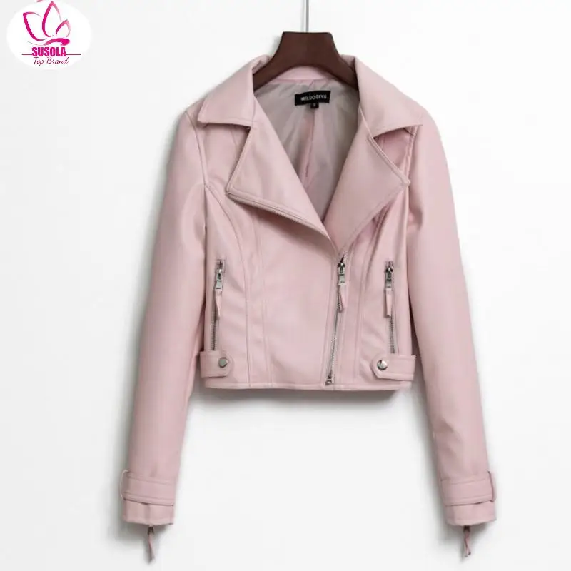 Lady New Trend Women Smooth Motorcycle Faux Leather Jackets Ladies Long Sleeve Autumn Winter Biker Streetwear Black Pink Coat
Lady New Trend Women Smooth Motorcycle Faux Leather Jackets Ladies Long Sleeve Autumn Winter Biker Streetwear Black Pink Coat