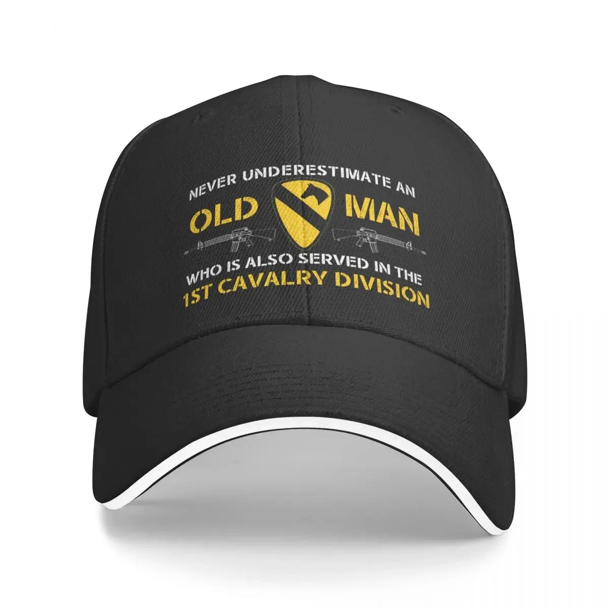 

NEVER UNDERESTIMATE AN OLD MAN WHO IS ALSO SERVED IN THE 1ST CAVALRY DIVISION Baseball Cap Fashion Beach Hats For Men Women's