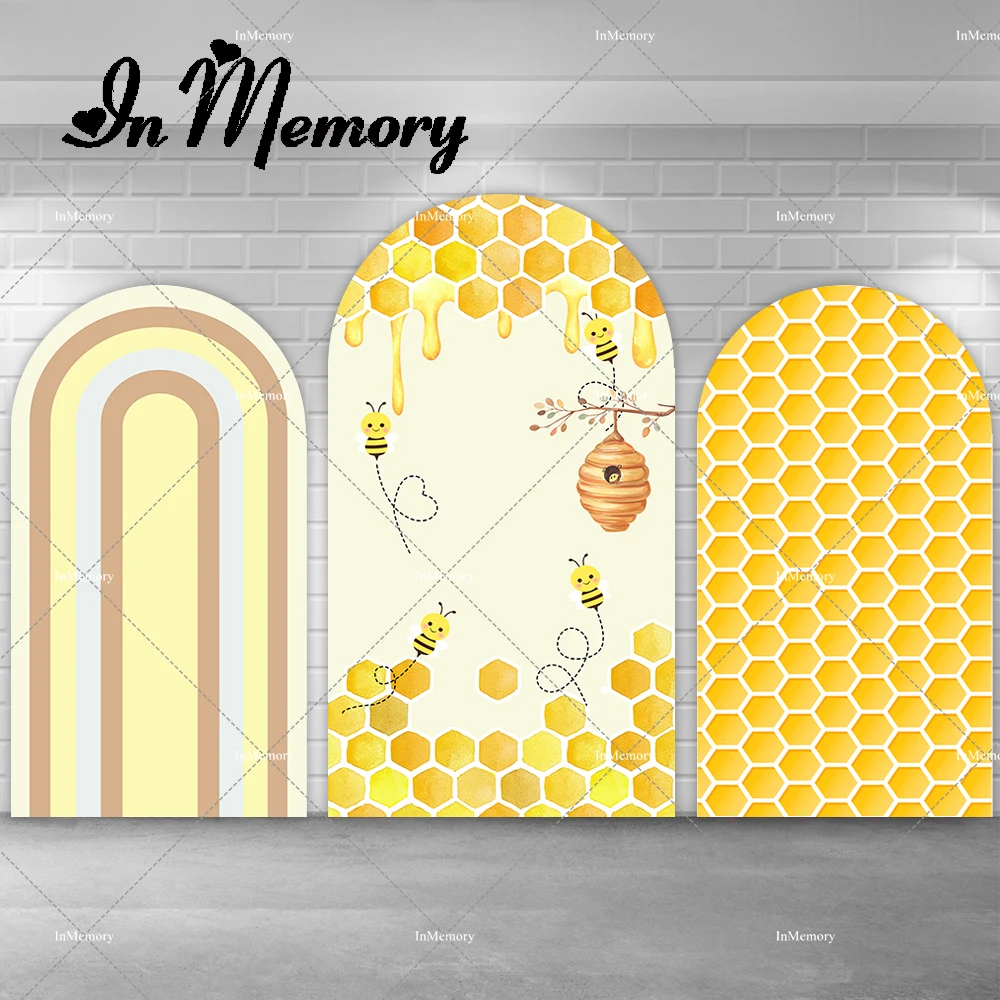 

Yellow Sweet Bee Day Arch Backdrop Cover Girls Newborn Baby Shower 1st Birthday Party Backgrounds Chiara Wall Banner Double Side