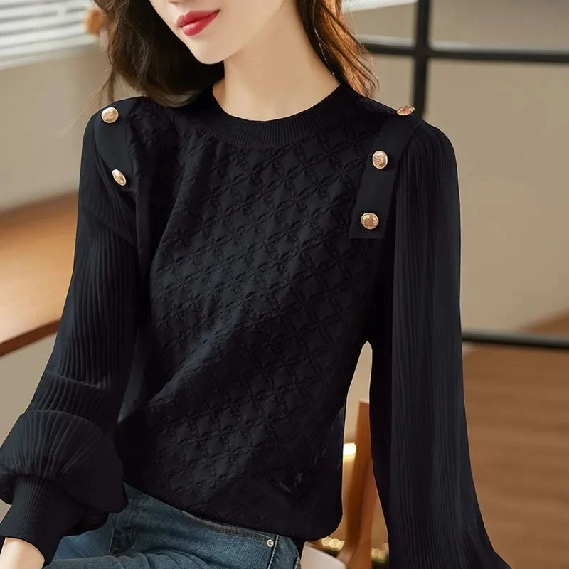 Korean Simple Casual Sweet Chic Button Pullover Knitwears Women 2024 Spring Autumn Fashion Solid Round Neck Long Sleeve Blouses
Korean Simple Casual Sweet Chic Button Pullover Knitwears Women 2024 Spring Autumn Fashion Solid Round Neck Long Sleeve Blouses
