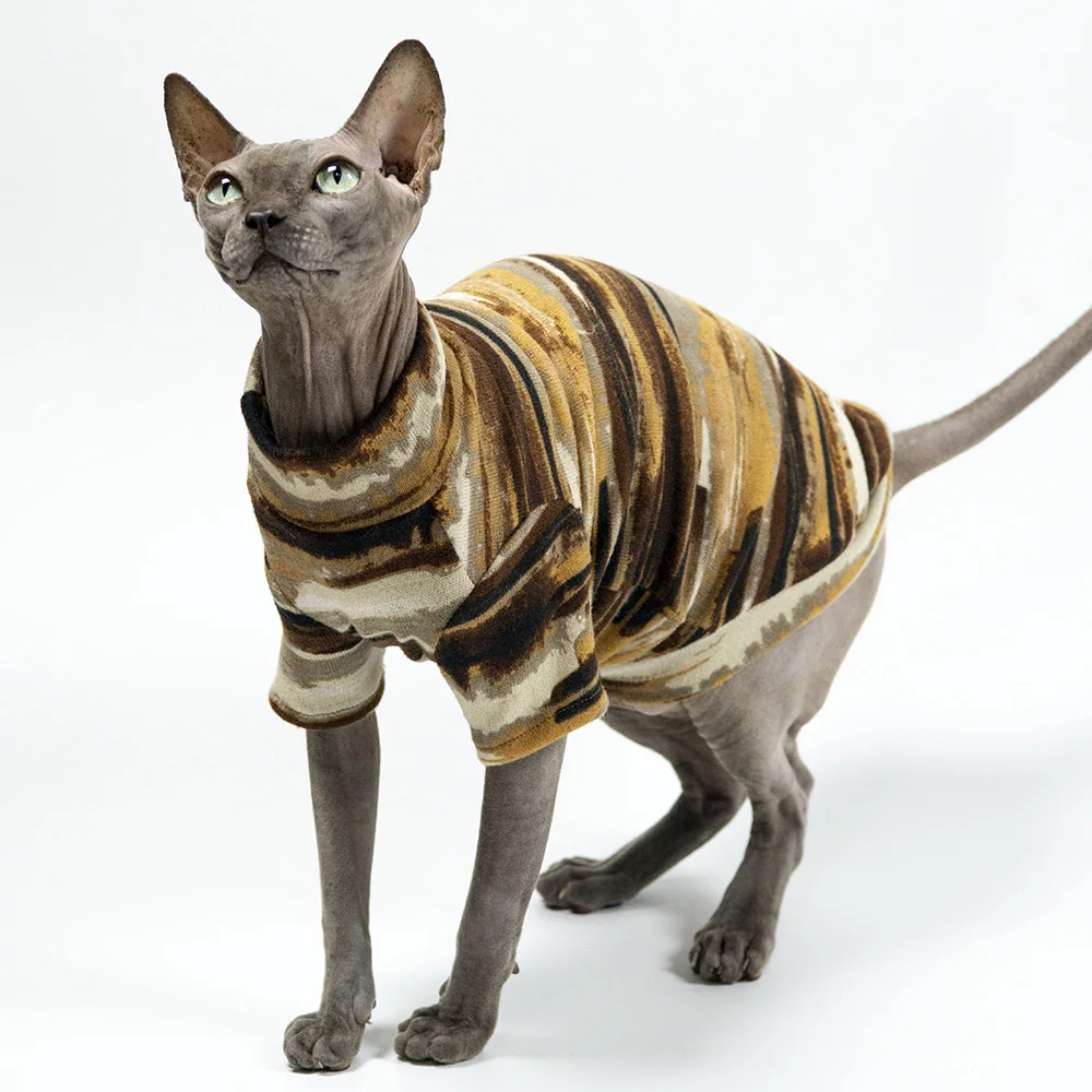 

Hairless Cat Clothes, Sphynx Devon Rex Costume, Soft Thin Homewear Clothing Base, Anti-allergic, Skin-friendly, T