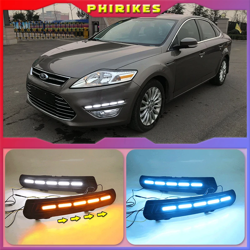 

1Pair For Ford Mondeo 2011-2013 Car-styling Front LED DRL Daytime Running Light Daylight Driving Fog Lamp Flashing light