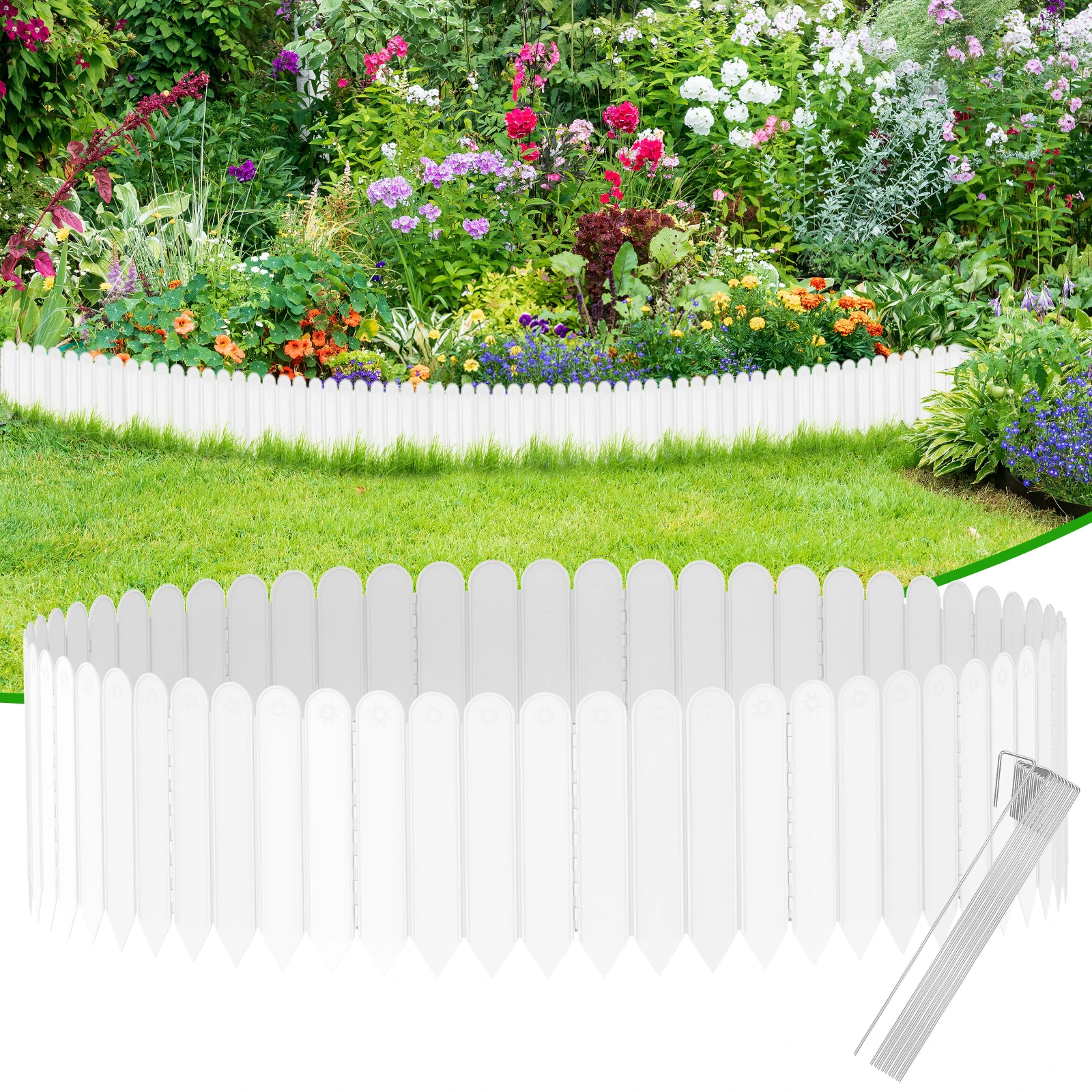 

New 15Pcs Garden Edging Border Plastic Garden Fence Edging Interlocking Lawn Edge Fencing Lawn Plant Border No Dig Garden Edging