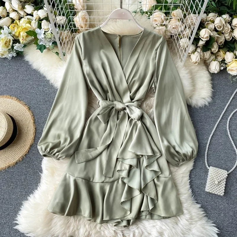 New Fashion 2024 Women Spring Summer Dress Long Sleeve Ruffles Solid Color Irregular Hem Sashes Casual Mini Dress Boho Dress
New Fashion 2024 Women Spring Summer Dress Long Sleeve Ruffles Solid Color Irregular Hem Sashes Casual Mini Dress Boho Dress