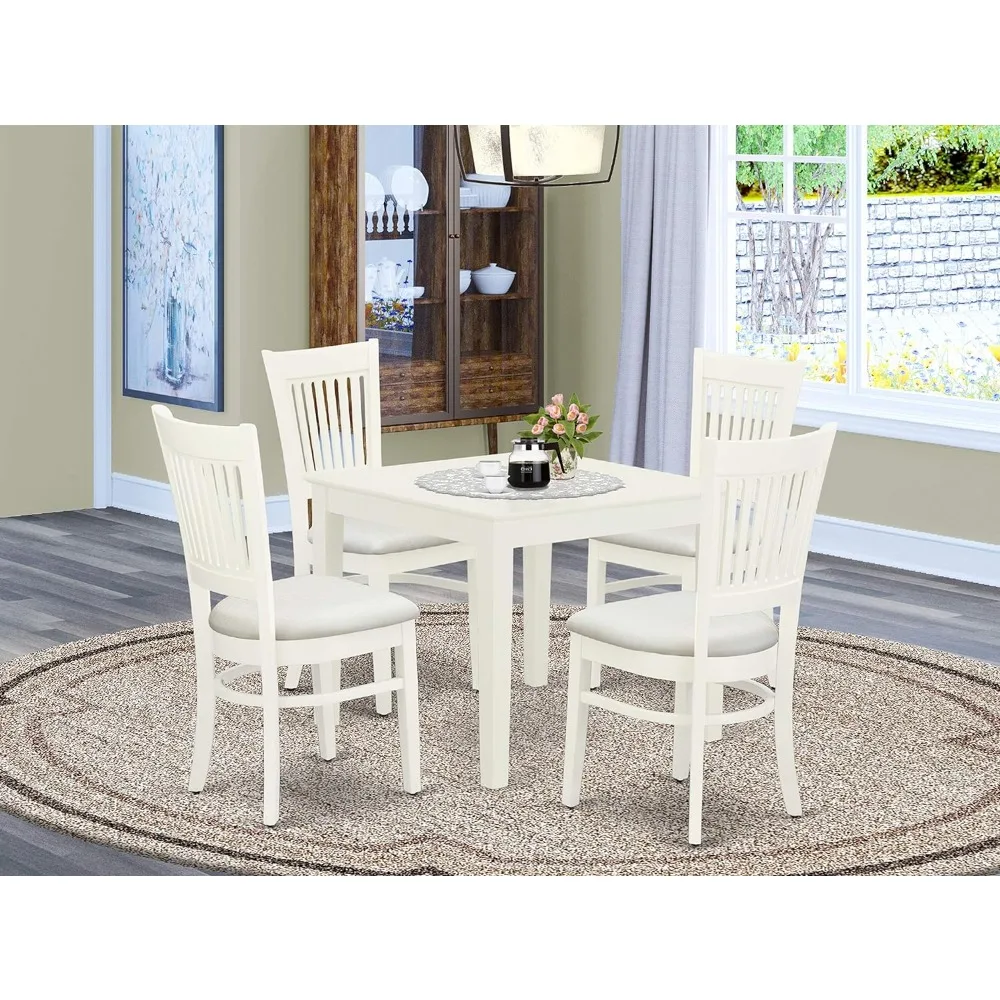 Oxford 5 Piece Room Set Includes a Square Wooden Table and 4 Fabric Kitchen Dining Chairs, 36x36 Inch, Linen White
Oxford 5 Piece Room Set Includes a Square Wooden Table and 4 Fabric Kitchen Dining Chairs, 36x36 Inch, Linen White