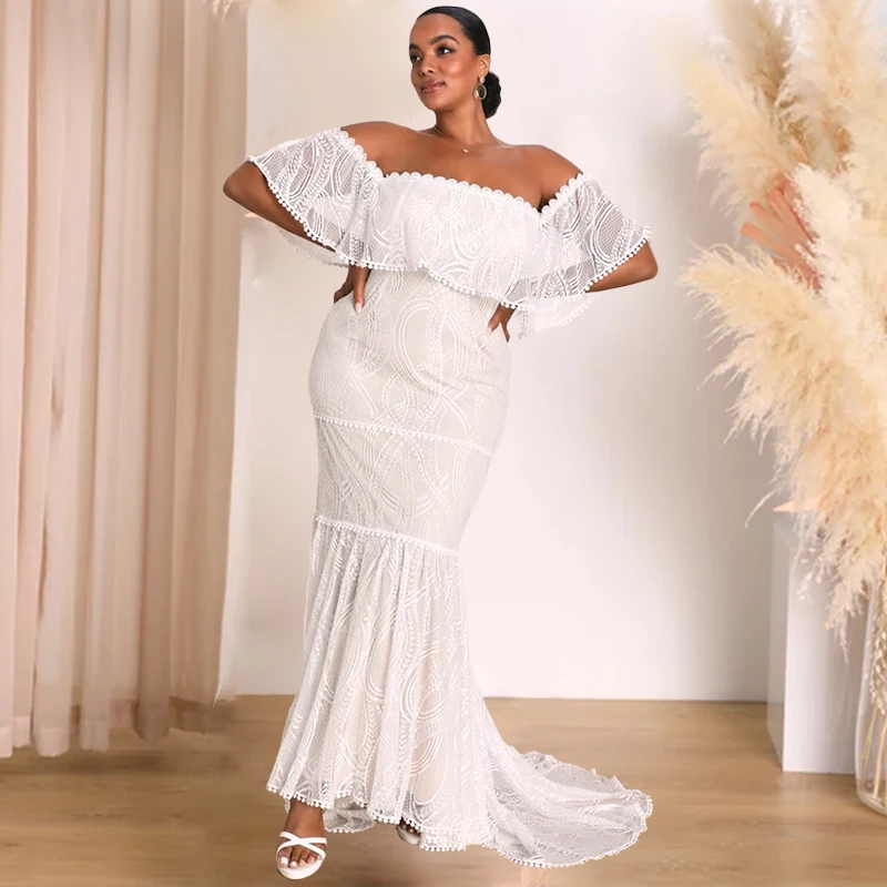 Boho Mermaid Wedding Dresses Elegant Off-The-Shoulder Bridal Gowns Plus Size For Women Lace Train Custom-Made Vestidos De Novia
Boho Mermaid Wedding Dresses Elegant Off-The-Shoulder Bridal Gowns Plus Size For Women Lace Train Custom-Made Vestidos De Novia