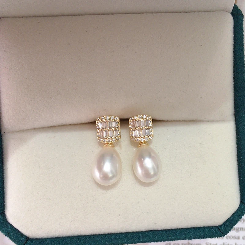 

ZHBORUINI 2023 New Fine AAA Zircon Noble Drop Earrings For Women Jewelry 100% Genuine Natural Freshwater Pearl Earrings Gife