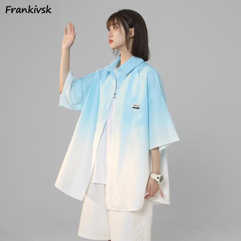 Gradient Colors Shirt for Women Single Breasted Pockets Hipster Summer Loose Outwear Couple Style Ulzzang Harajuku Leisure Tops
Gradient Colors Shirt for Women Single Breasted Pockets Hipster Summer Loose Outwear Couple Style Ulzzang Harajuku Leisure Tops