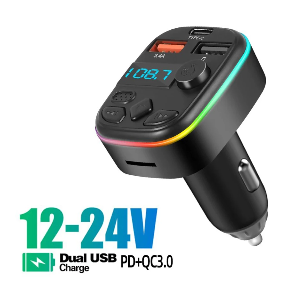 Car Bluetooth 5.0 FM Transmitter Handsfree Car Kit With PD 20W Type-C Dual USB 3.4A Fast Charger Ambient Light Cigarette lighter
Car Bluetooth 5.0 FM Transmitter Handsfree Car Kit With PD 20W Type-C Dual USB 3.4A Fast Charger Ambient Light Cigarette lighter