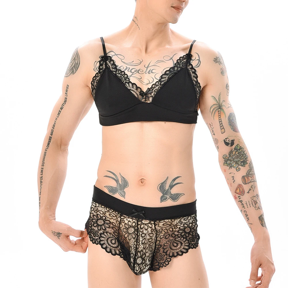 Sissy Lingerie Set For Men Lace Bra Micro Shorts G-String Pouch Briefs Underwear Bikinis Set Two Pieces Hombre Nightwear 2022
Sissy Lingerie Set For Men Lace Bra Micro Shorts G-String Pouch Briefs Underwear Bikinis Set Two Pieces Hombre Nightwear 2022