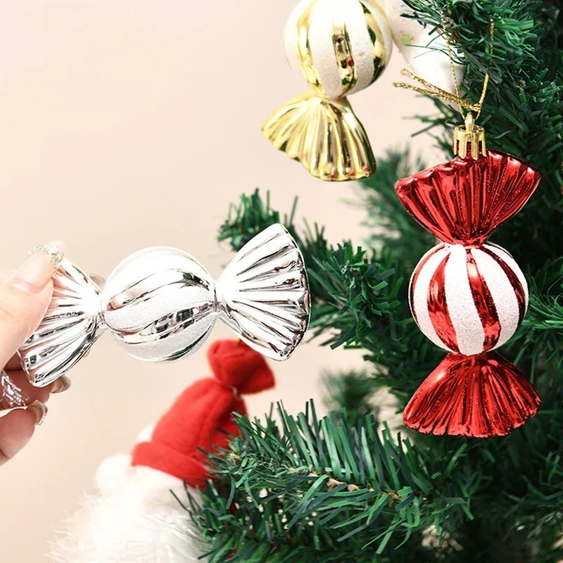 

4pcs/Box Christmas Candy Hanging Pendants Candy Shapes Xmas Tree Ornaments Xmas Balls Decorations for Home Party New Year Gifts