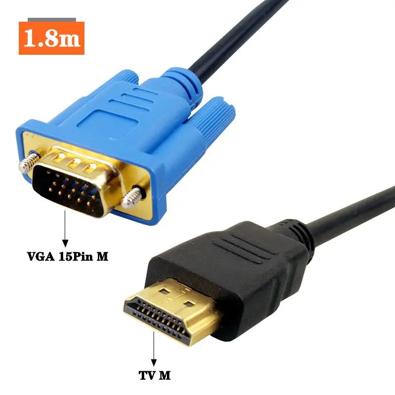 

High Definition Gold Plated HDMI Compatible Male To VGA 15Pin Male Laptop Monitor Power Conversion Connection TV Projector Cable