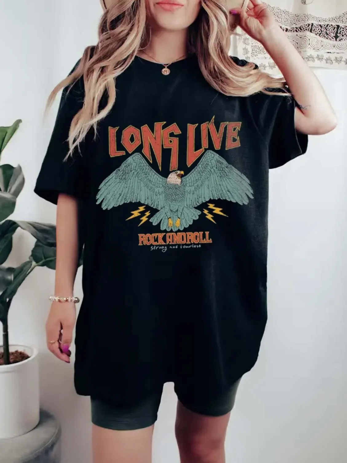 Short Sleeved Fashionable Women's Rock Roll Printed Casual Clothing Women's Fun Black T-Shirt Women's Pattern Street Trend T-Shi
Short Sleeved Fashionable Women's Rock Roll Printed Casual Clothing Women's Fun Black T-Shirt Women's Pattern Street Trend T-Shi