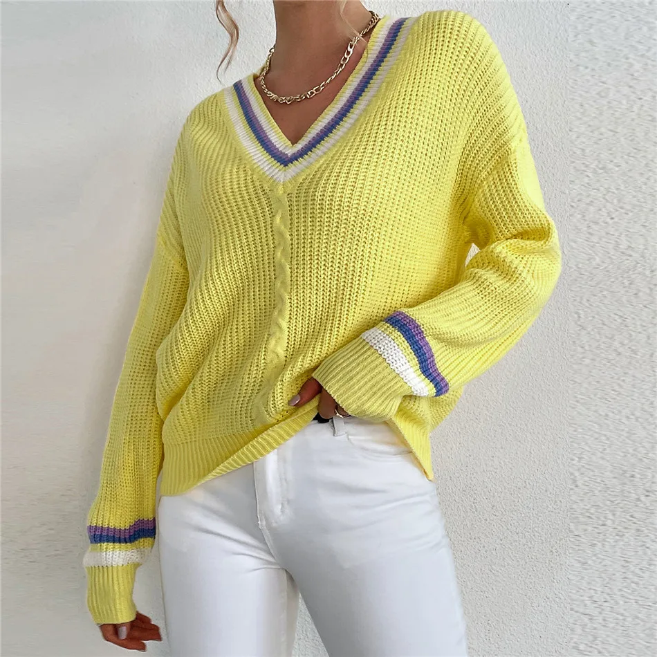 2023 Early Autumn College Style Sweater Loose Jumper V-Neck Pullover Knit Bottoming Shirt Women Sweaters Office-lady Clothes
2023 Early Autumn College Style Sweater Loose Jumper V-Neck Pullover Knit Bottoming Shirt Women Sweaters Office-lady Clothes