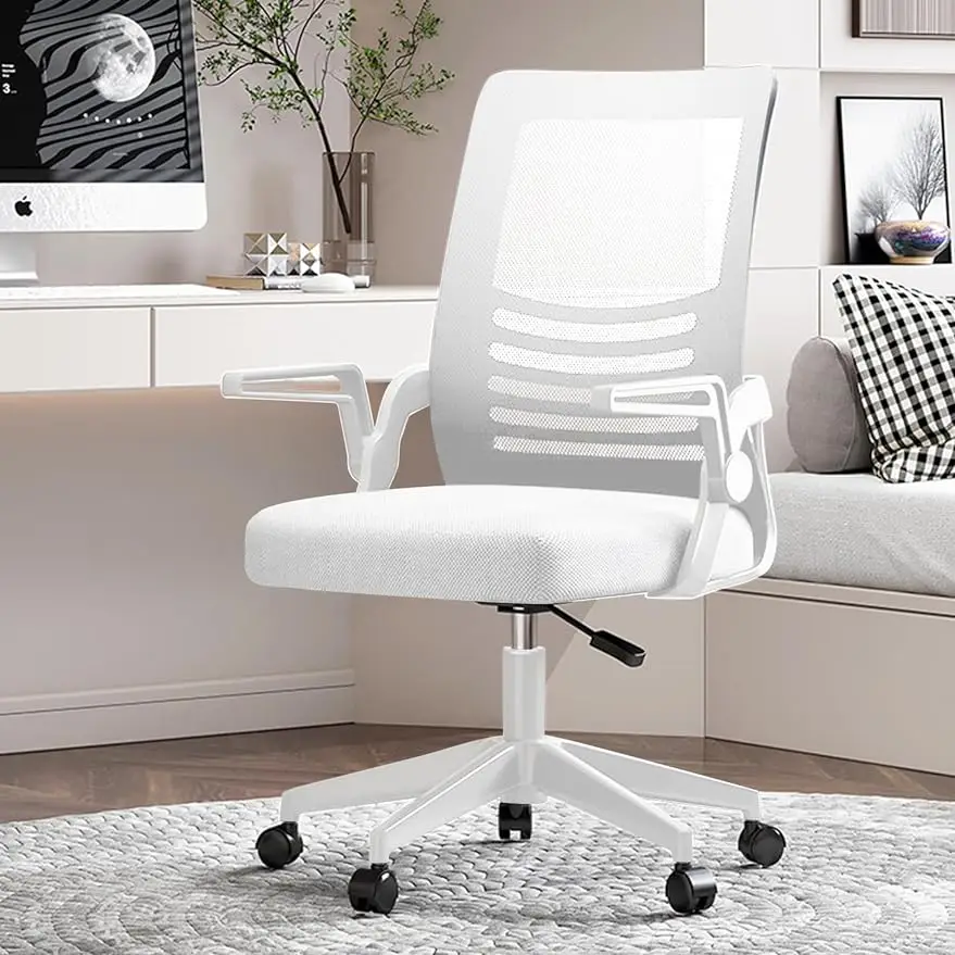 

Computer Chair Mesh Ergonomic Office Chair Home Office Lumbar Support Padded Flip-up Armrest Swivel Desk Chair