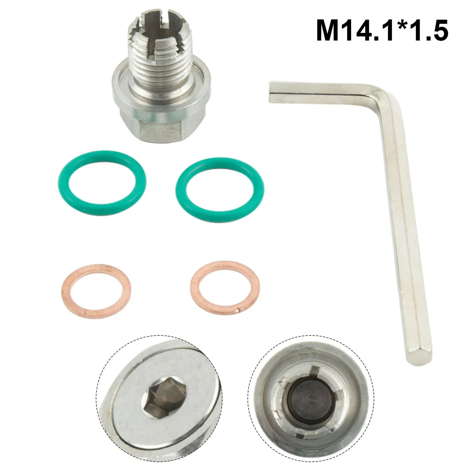 M14.1-1.5x15mm Stainless Steel Oil Drain Plug Sump Drain Nut Bolt With Gasket O-Ring Self Tapping Oil Pan Thread Repair Kits
M14.1-1.5x15mm Stainless Steel Oil Drain Plug Sump Drain Nut Bolt With Gasket O-Ring Self Tapping Oil Pan Thread Repair Kits