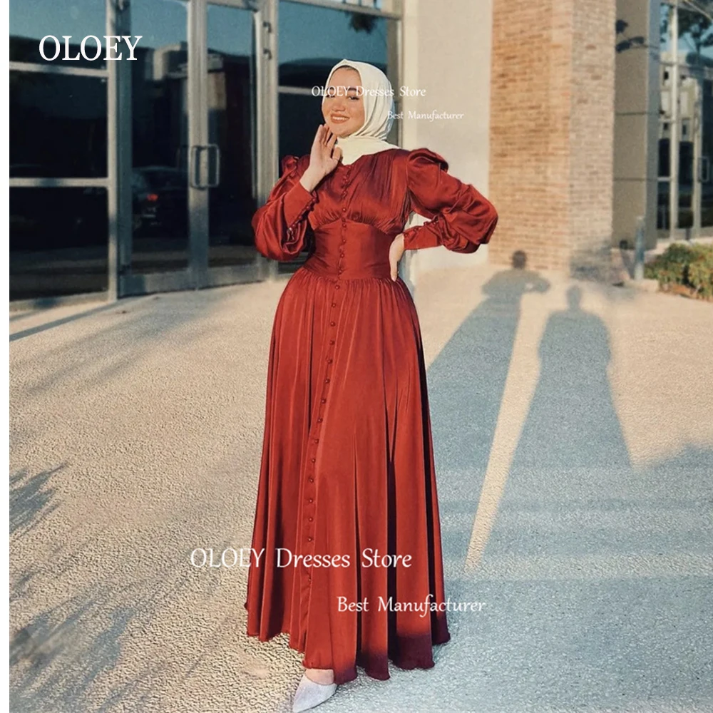 OLOEY Modest Muslim Arabic Women Evening Dresses High Neck Long Sleeves Silk Butons Dec Dubai Arabic Formal Party Prom Gowns
OLOEY Modest Muslim Arabic Women Evening Dresses High Neck Long Sleeves Silk Butons Dec Dubai Arabic Formal Party Prom Gowns