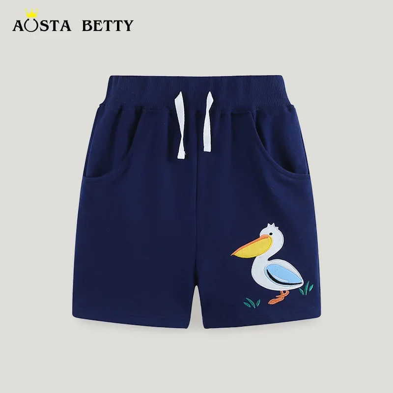 

Summer New Children's Shorts Cartoon Pelican Embroidery Casual Five-point Pants Children's Sports Shorts with Pockets