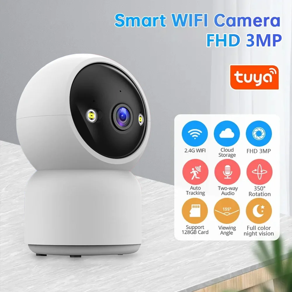 

3MP Tuya Smart Mini WiFi IP Camera Indoor Wireless Home Security Human Detect CCTV Surveillance Full color night vision Camera